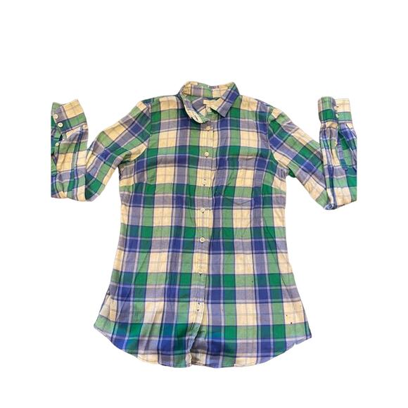 J.Crew Green & Blue Button Down  Shirt XS - Picture 1 of 3